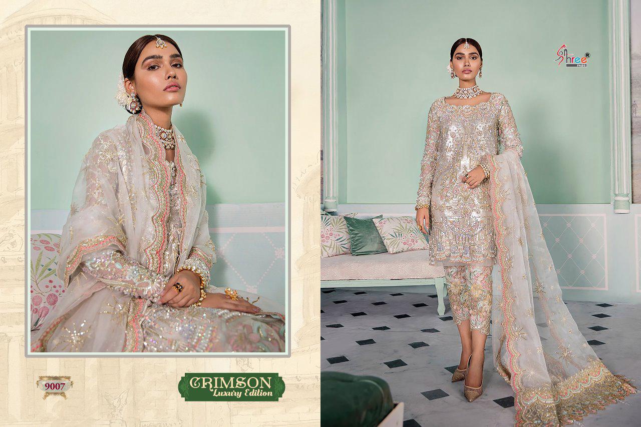 Shree Fab Crimson Lucxury Edition Georgette With Embroidery Work Suit Trader