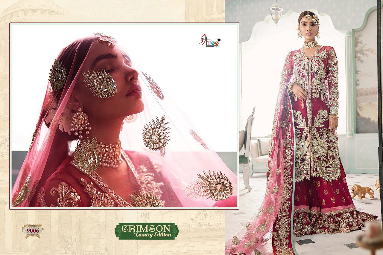 Shree Fab Crimson Lucxury Edition Georgette With Embroidery Work Suit Trader