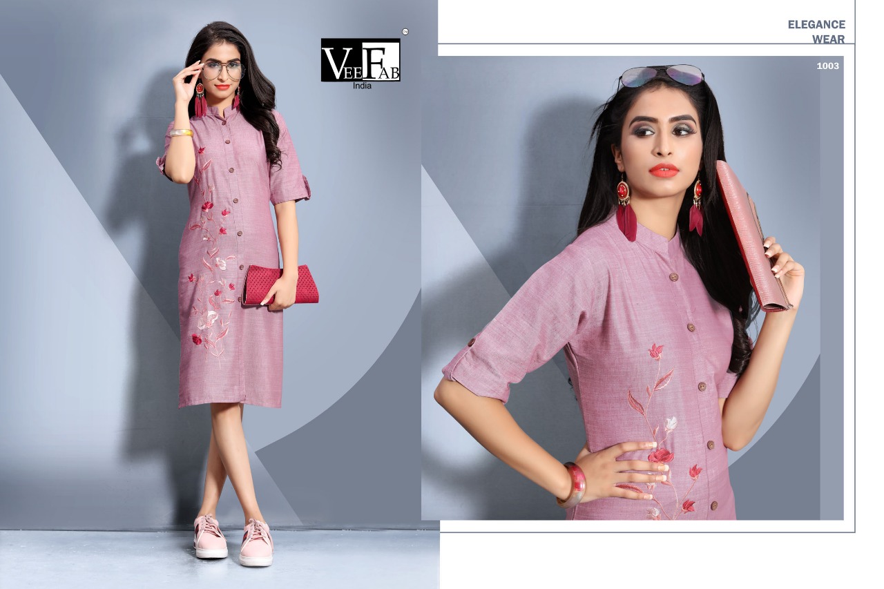 Vee Fab India Lipstick Cotton Flex Straight Kurti Online Shopping