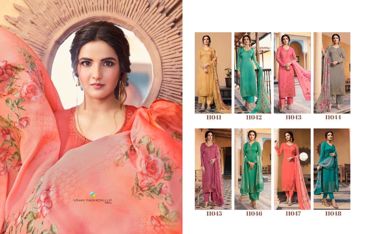 Vinay Fashion Kaseesh Sunshine Satin Georgette Printed Salwar Suit Exporter