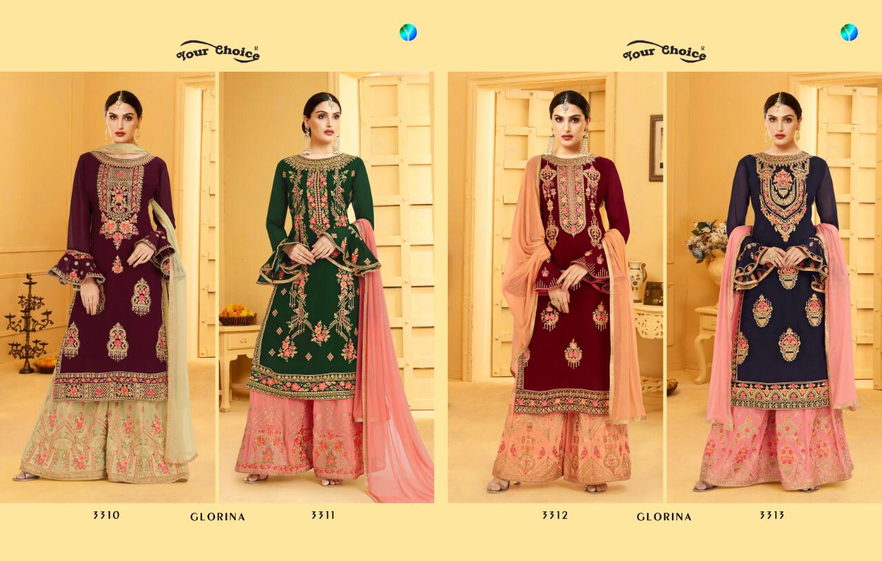 Your Choice Present Glorina Party Wear Sarara Style Suit Dealer In Surat Market