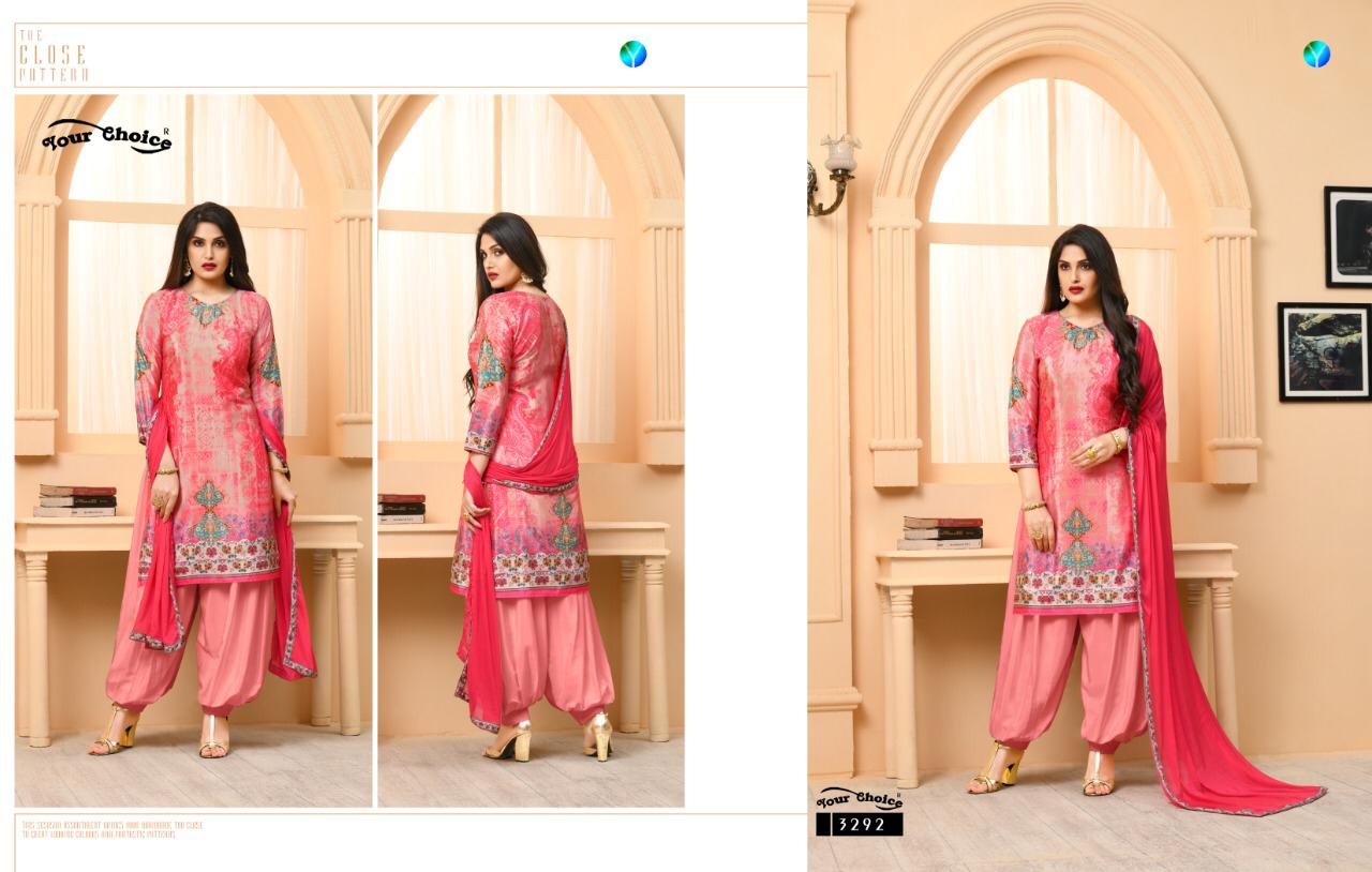 Your Choice Silky Digital Print Silk Crap Patiyala Style Suit In Surat Market