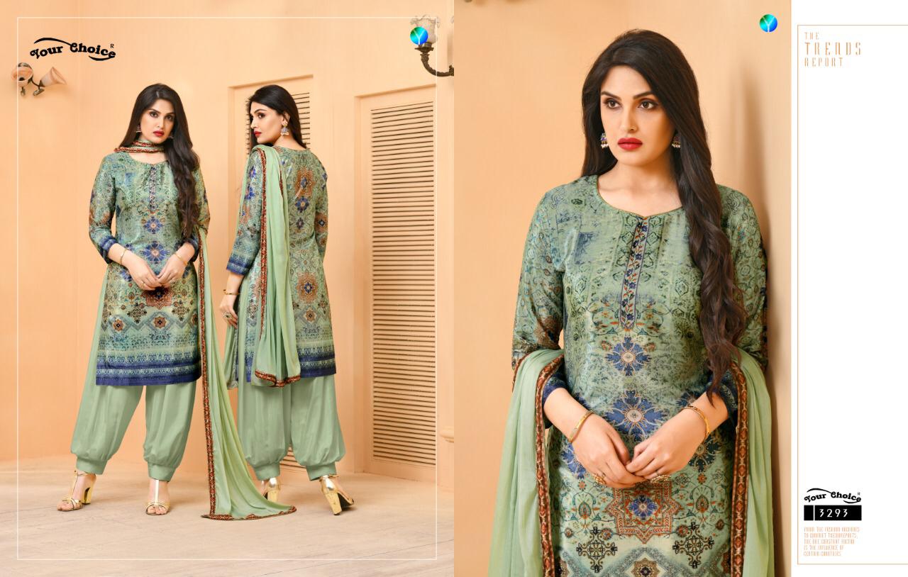 Your Choice Silky Digital Print Silk Crap Patiyala Style Suit In Surat Market