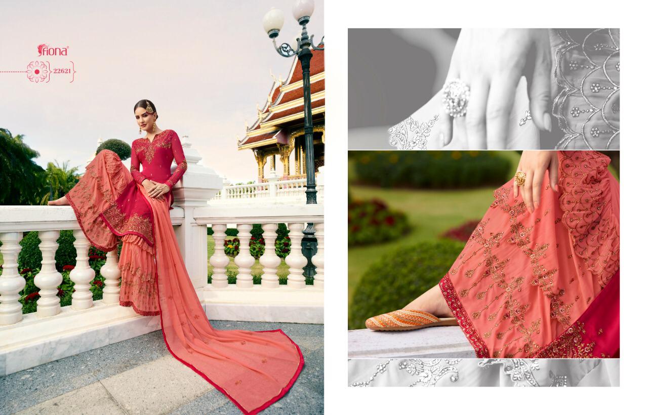 Fiona Noorie Vol 9 Traditional Wear Satin Georgette Sharara Style Suit Wholesaler