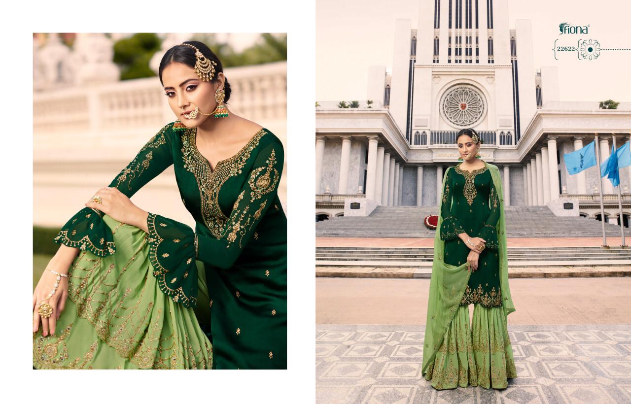 Fiona Noorie Vol 9 Traditional Wear Satin Georgette Sharara Style Suit Wholesaler