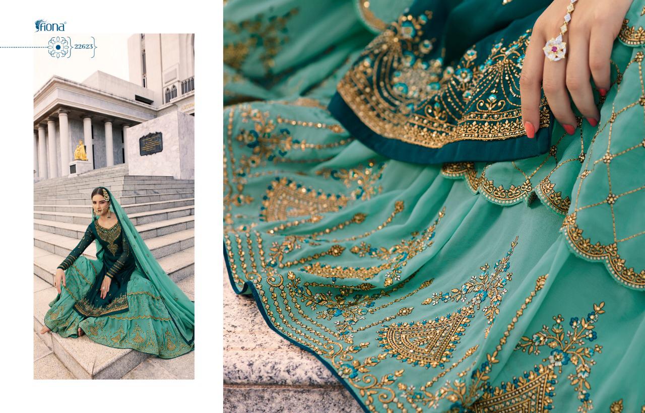 Fiona Noorie Vol 9 Traditional Wear Satin Georgette Sharara Style Suit Wholesaler