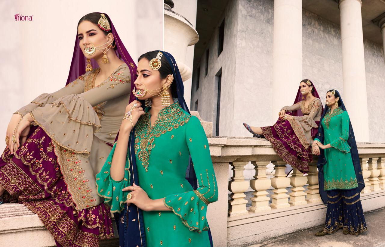 Fiona Noorie Vol 9 Traditional Wear Satin Georgette Sharara Style Suit Wholesaler