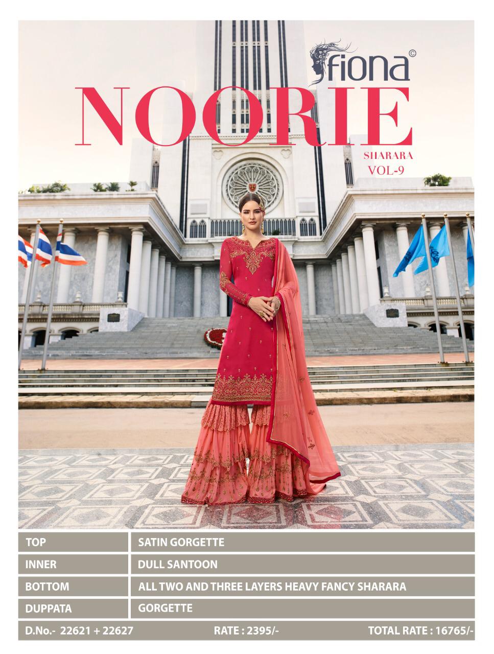 Fiona Noorie Vol 9 Traditional Wear Satin Georgette Sharara Style Suit Wholesaler