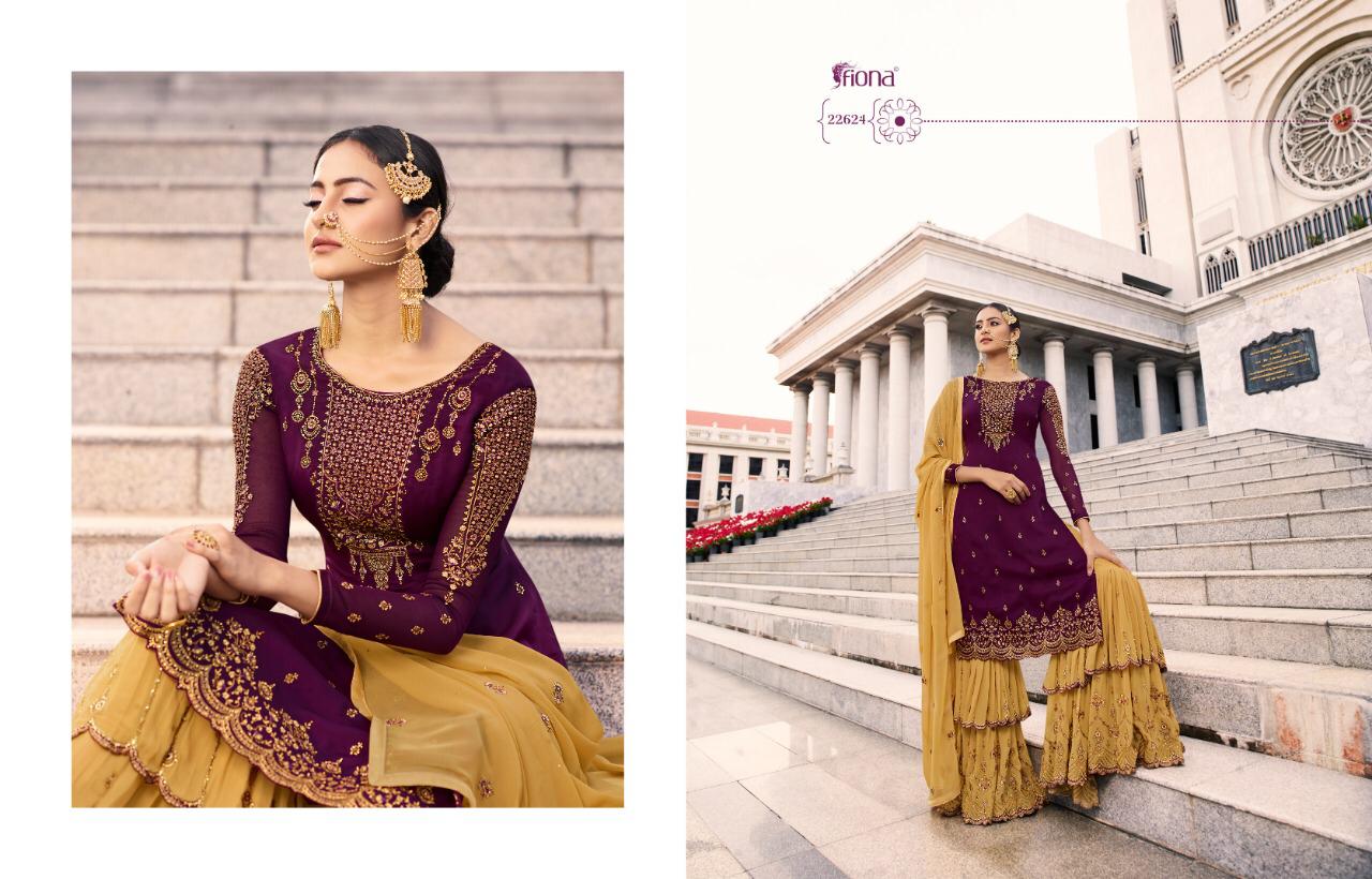 Fiona Noorie Vol 9 Traditional Wear Satin Georgette Sharara Style Suit Wholesaler