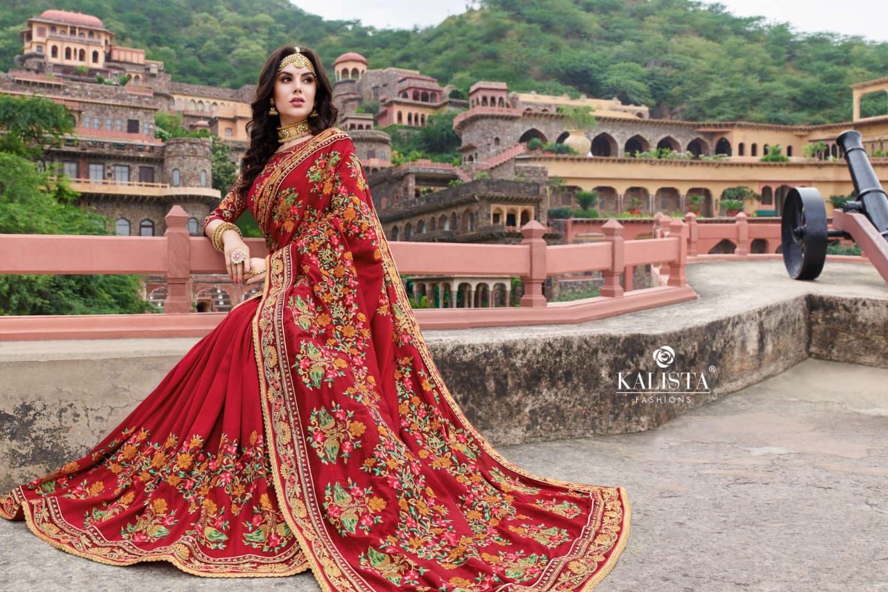 Kalista Fashion Kohinoor Indian Heavy Embroidery Party Wear Saree Dealer