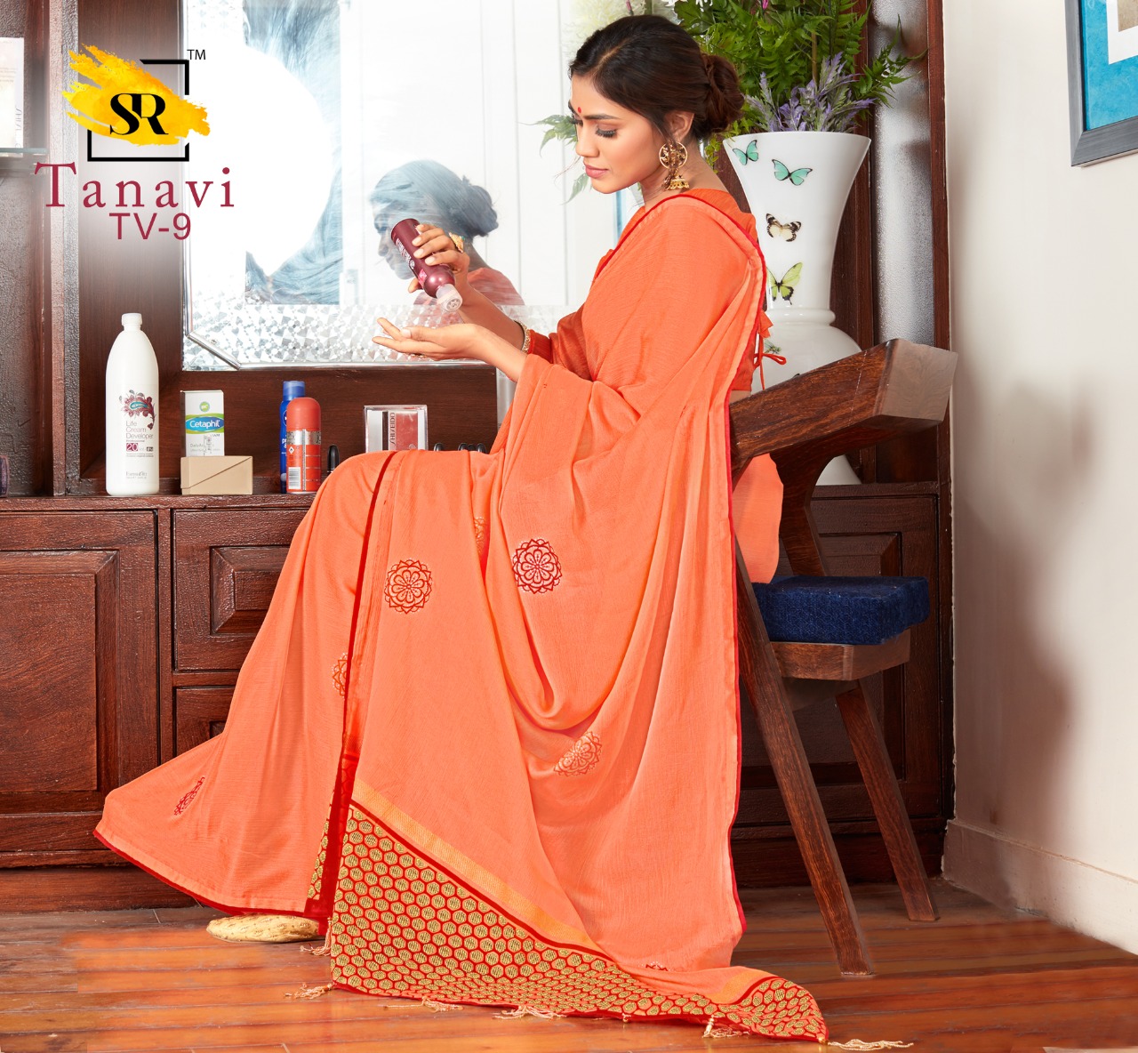 Sr Brand Tanavi Bright Chiffon Sarees Wholesaler In Surat Market