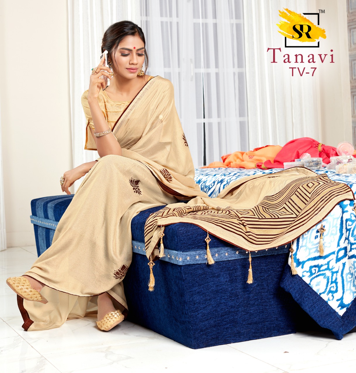 Sr Brand Tanavi Bright Chiffon Sarees Wholesaler In Surat Market