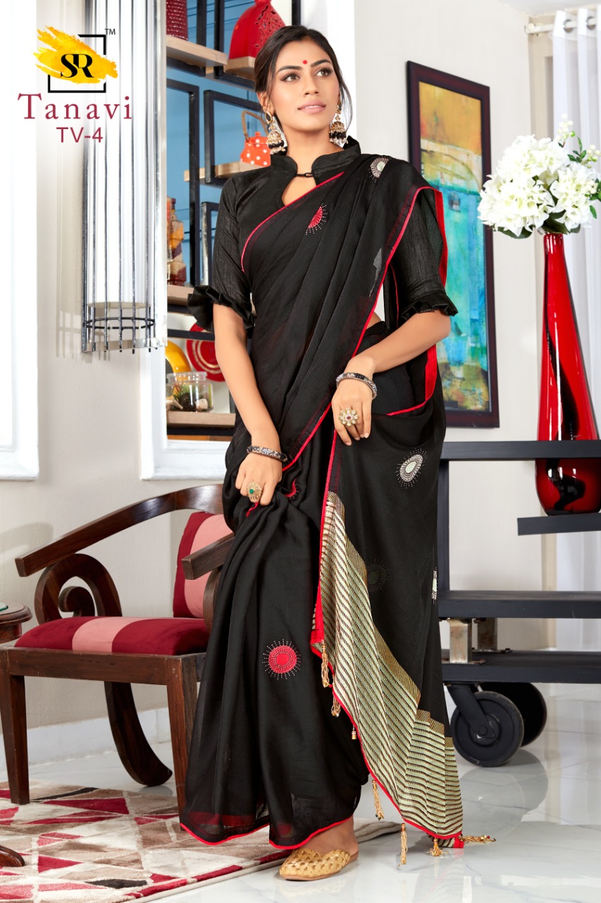 Sr Brand Tanavi Bright Chiffon Sarees Wholesaler In Surat Market