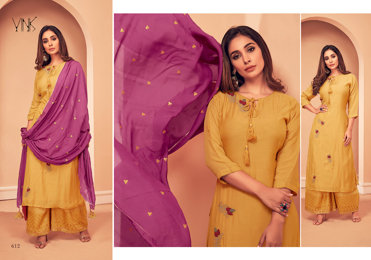 Vink Launch Boutique Viscose Kurta With Plazzo And Dupatta Festive Collection