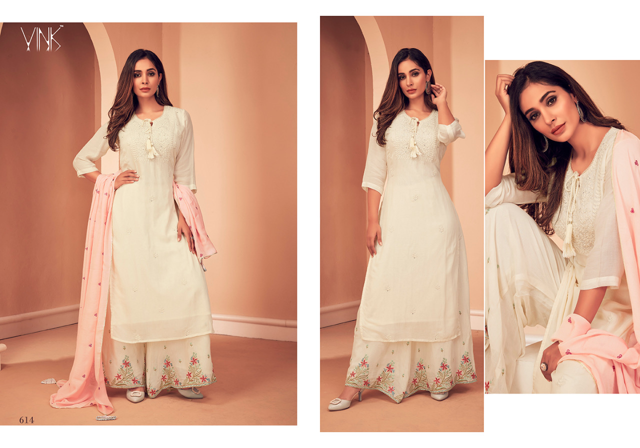 Vink Launch Boutique Viscose Kurta With Plazzo And Dupatta Festive Collection