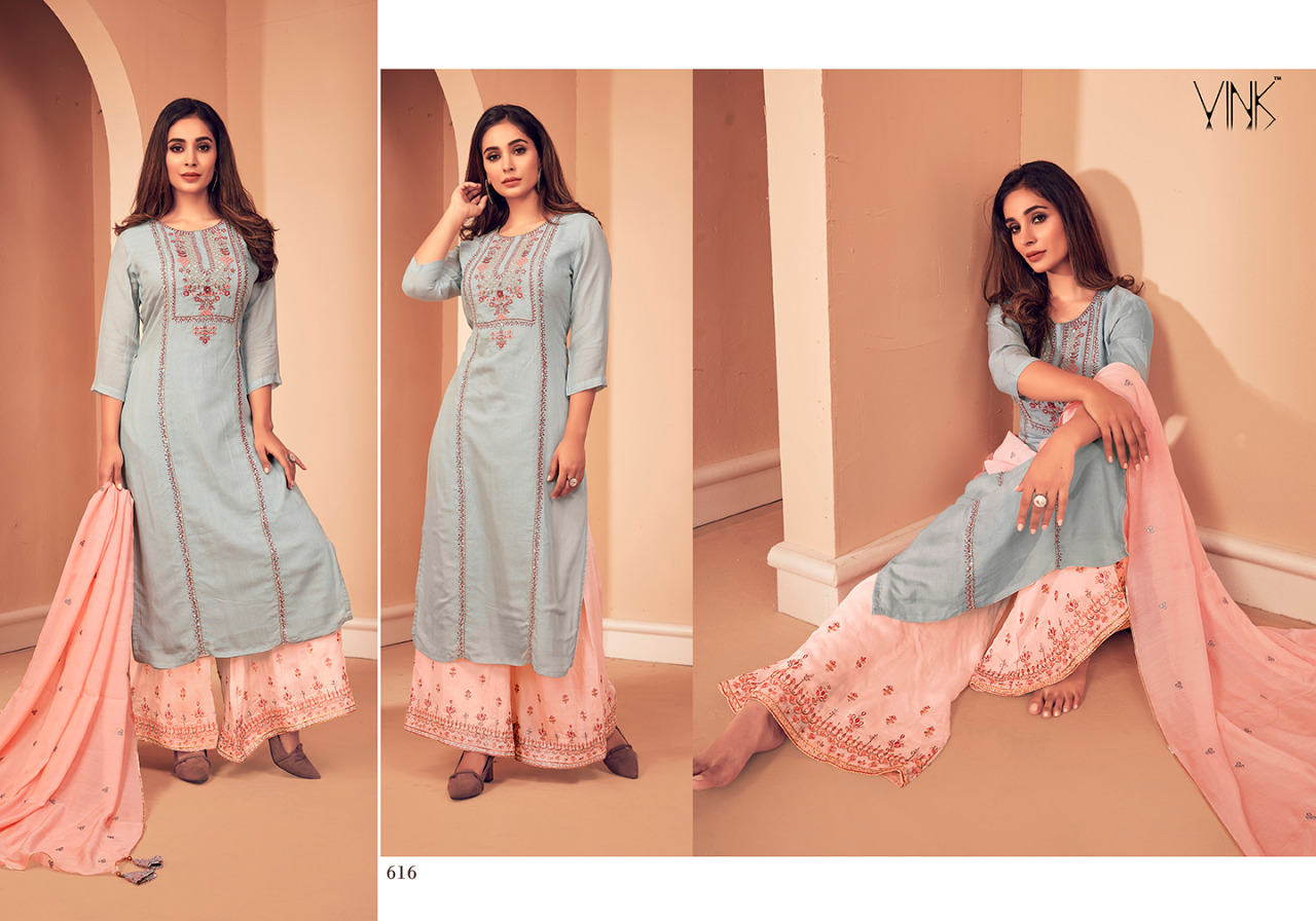 Vink Launch Boutique Viscose Kurta With Plazzo And Dupatta Festive Collection