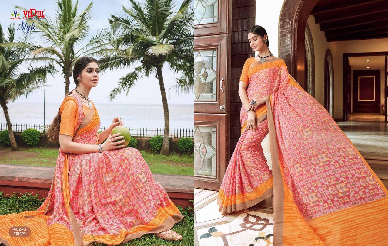 Vipul Launch Style Georgette And Brasso Multi Fabric Saree Online Shopping