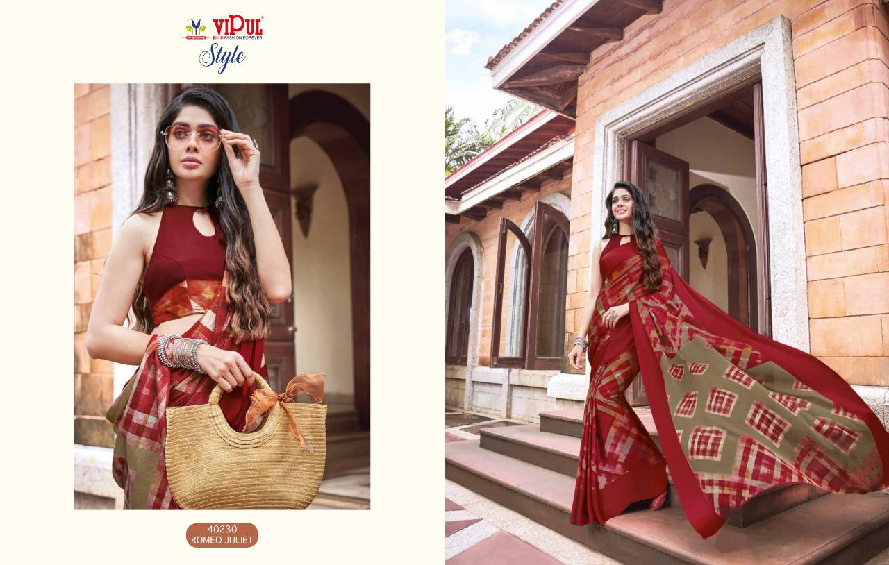 Vipul Launch Style Georgette And Brasso Multi Fabric Saree Online Shopping