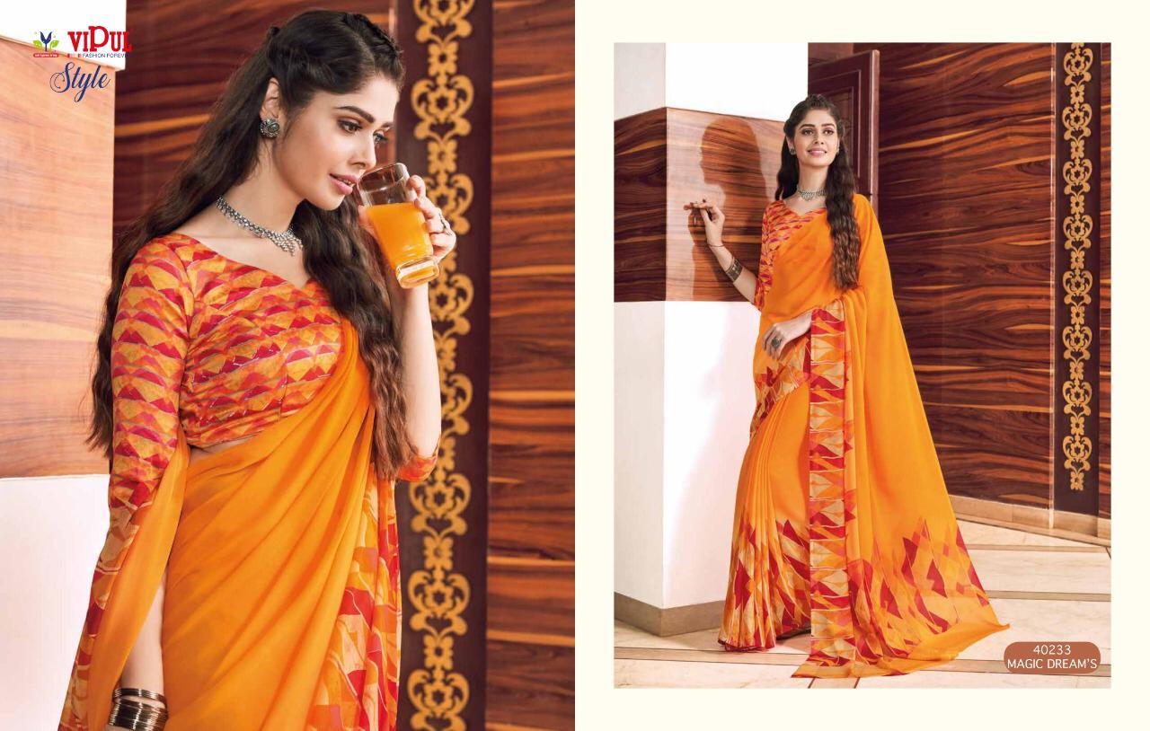 Vipul Launch Style Georgette And Brasso Multi Fabric Saree Online Shopping