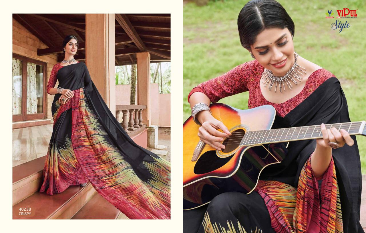 Vipul Launch Style Georgette And Brasso Multi Fabric Saree Online Shopping