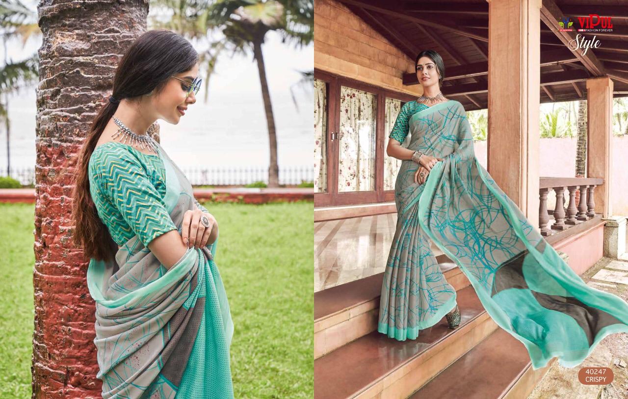 Vipul Launch Style Georgette And Brasso Multi Fabric Saree Online Shopping