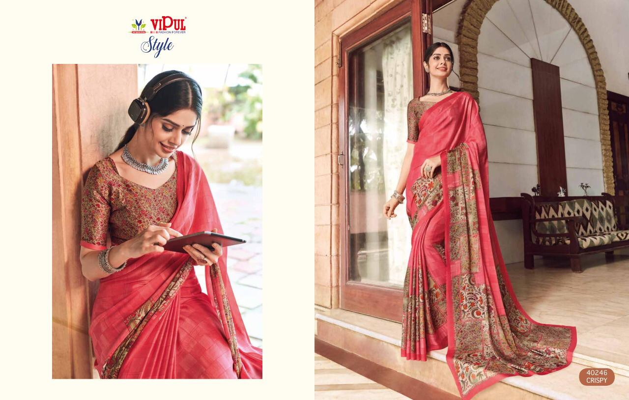 Vipul Launch Style Georgette And Brasso Multi Fabric Saree Online Shopping