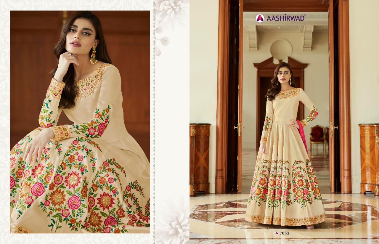 Aashirwad Queen Mulberry Silk Party Wear Long Style Salwar Suit Online Shopping