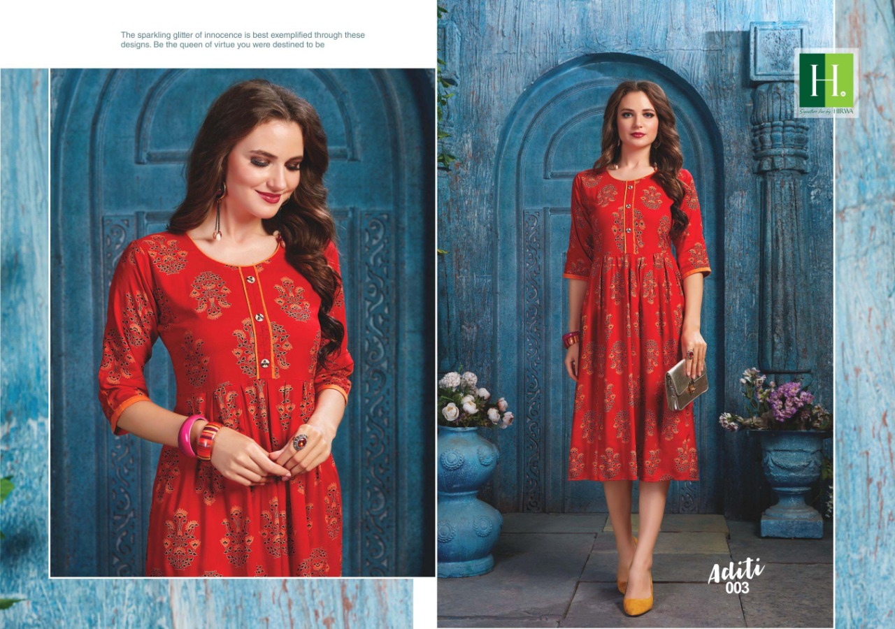 Aditi By Hirwa Latest Fancy Daily Wear Kurti Wholesale Price In Surat Market