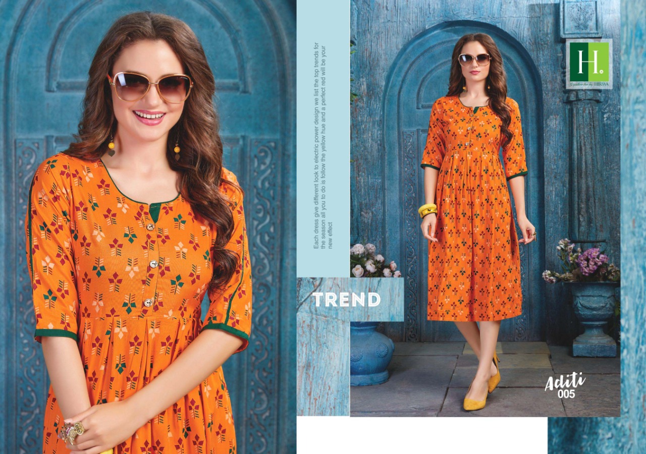 Aditi By Hirwa Latest Fancy Daily Wear Kurti Wholesale Price In Surat Market