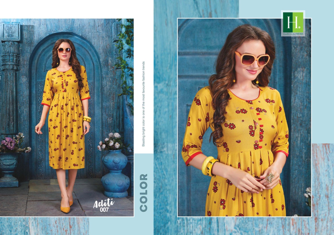 Aditi By Hirwa Latest Fancy Daily Wear Kurti Wholesale Price In Surat Market