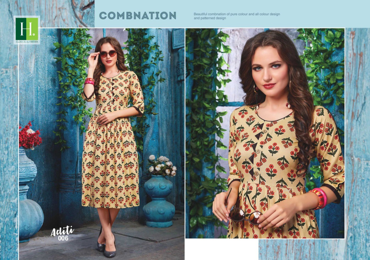 Aditi By Hirwa Latest Fancy Daily Wear Kurti Wholesale Price In Surat Market