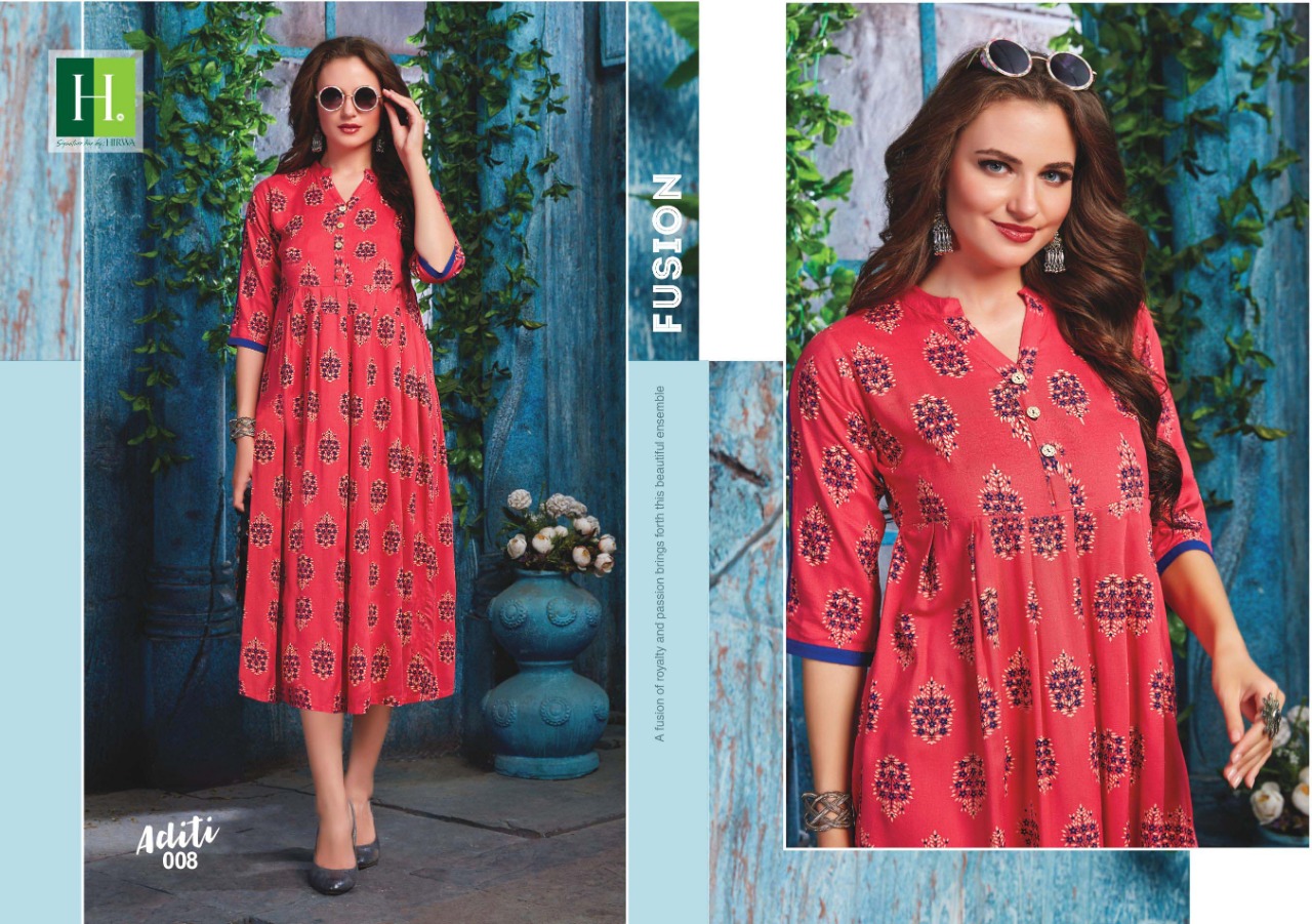 Aditi By Hirwa Latest Fancy Daily Wear Kurti Wholesale Price In Surat Market