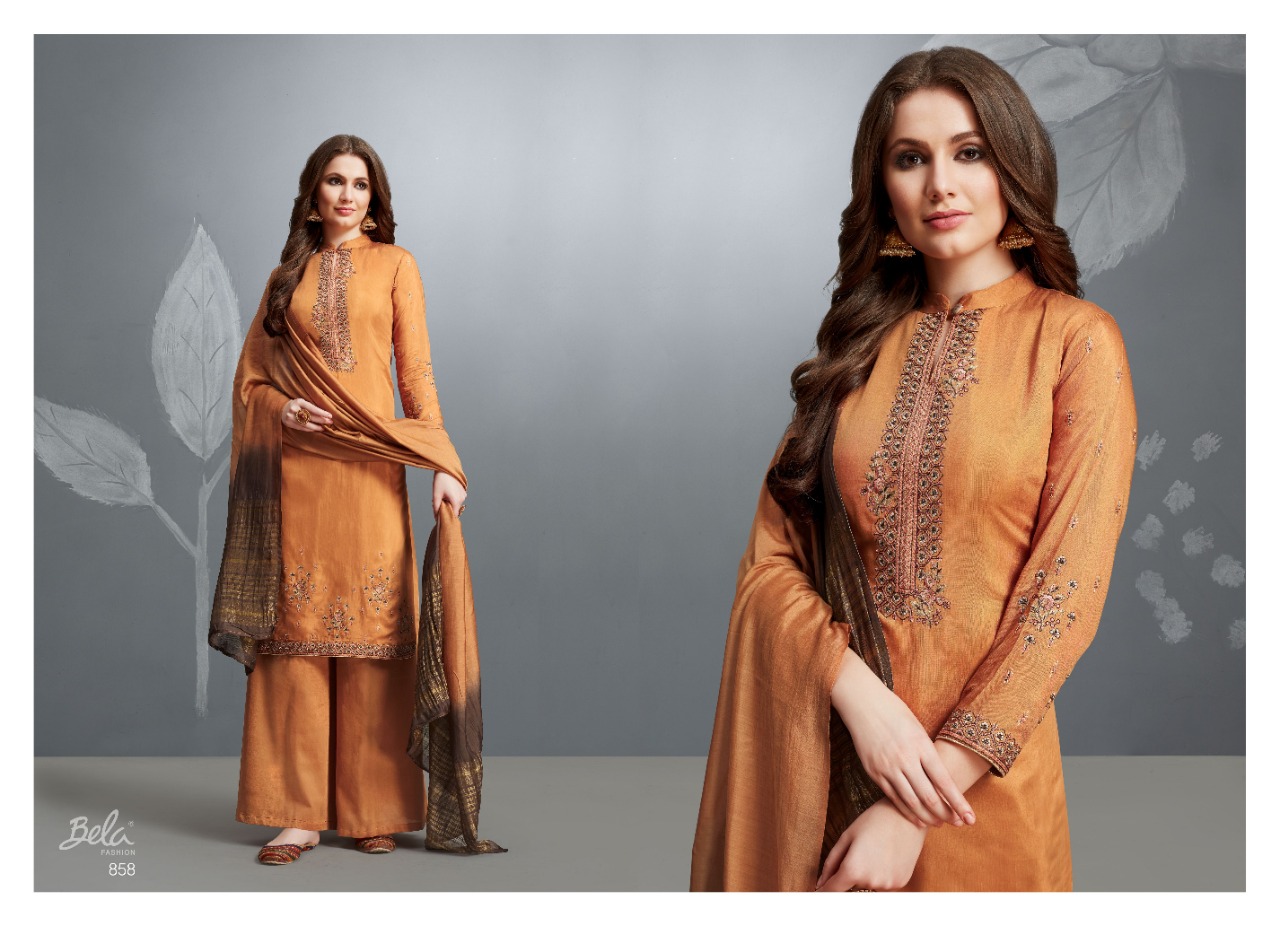 Bela Fashion Resham Cotton Silk Embroidery Designer Salwar Suit Catalogue