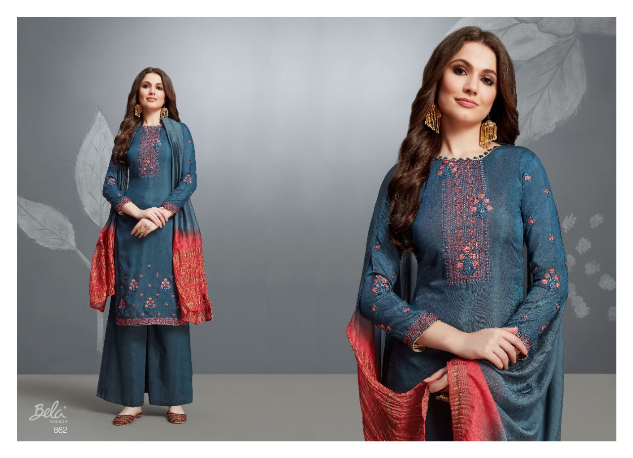 Bela Fashion Resham Cotton Silk Embroidery Designer Salwar Suit Catalogue