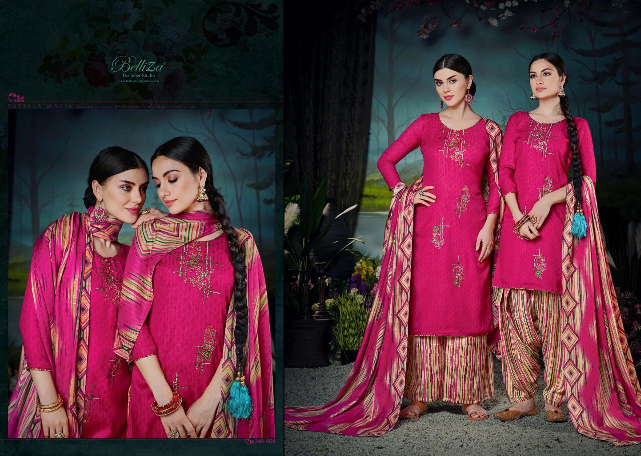 Belliza Designer Patiyala Magic Pashmina Printed Suits Catalog