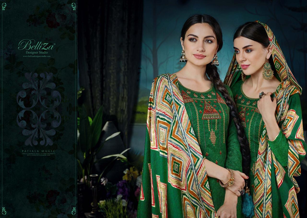Belliza Designer Patiyala Magic Pashmina Printed Suits Catalog