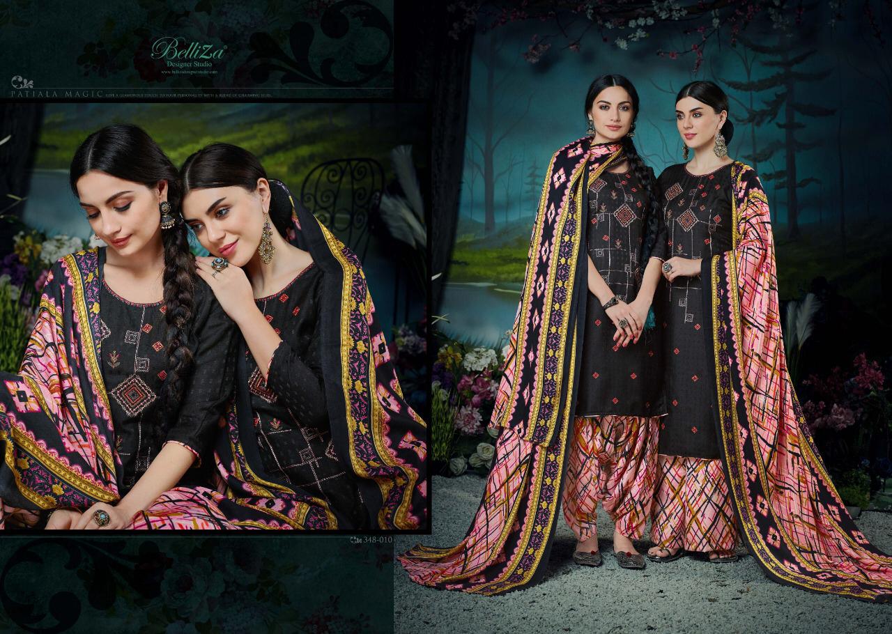 Belliza Designer Patiyala Magic Pashmina Printed Suits Catalog