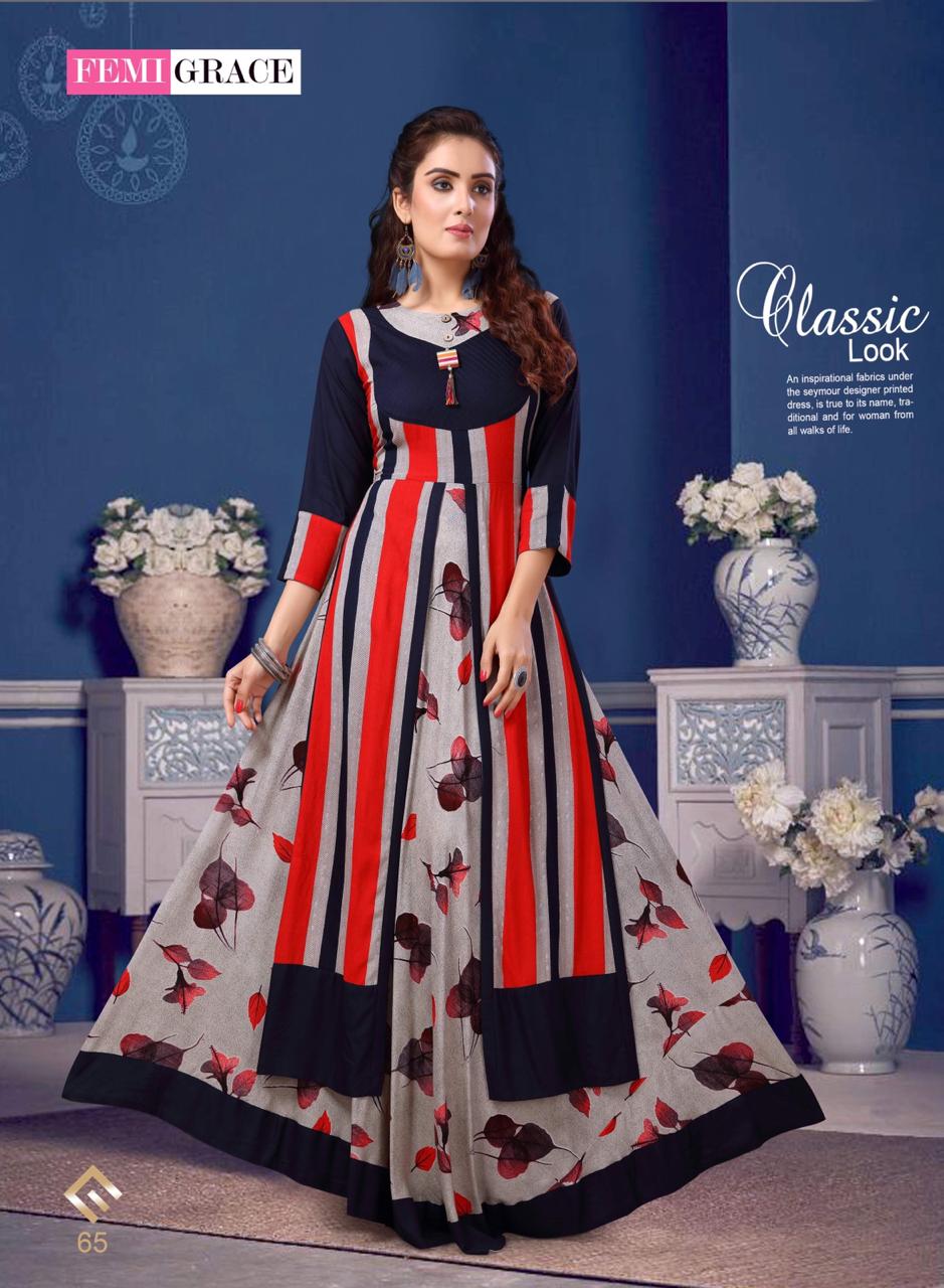 Femigrace Vol 11 Rayon Printed Long Kurti Supplier In Surat Market