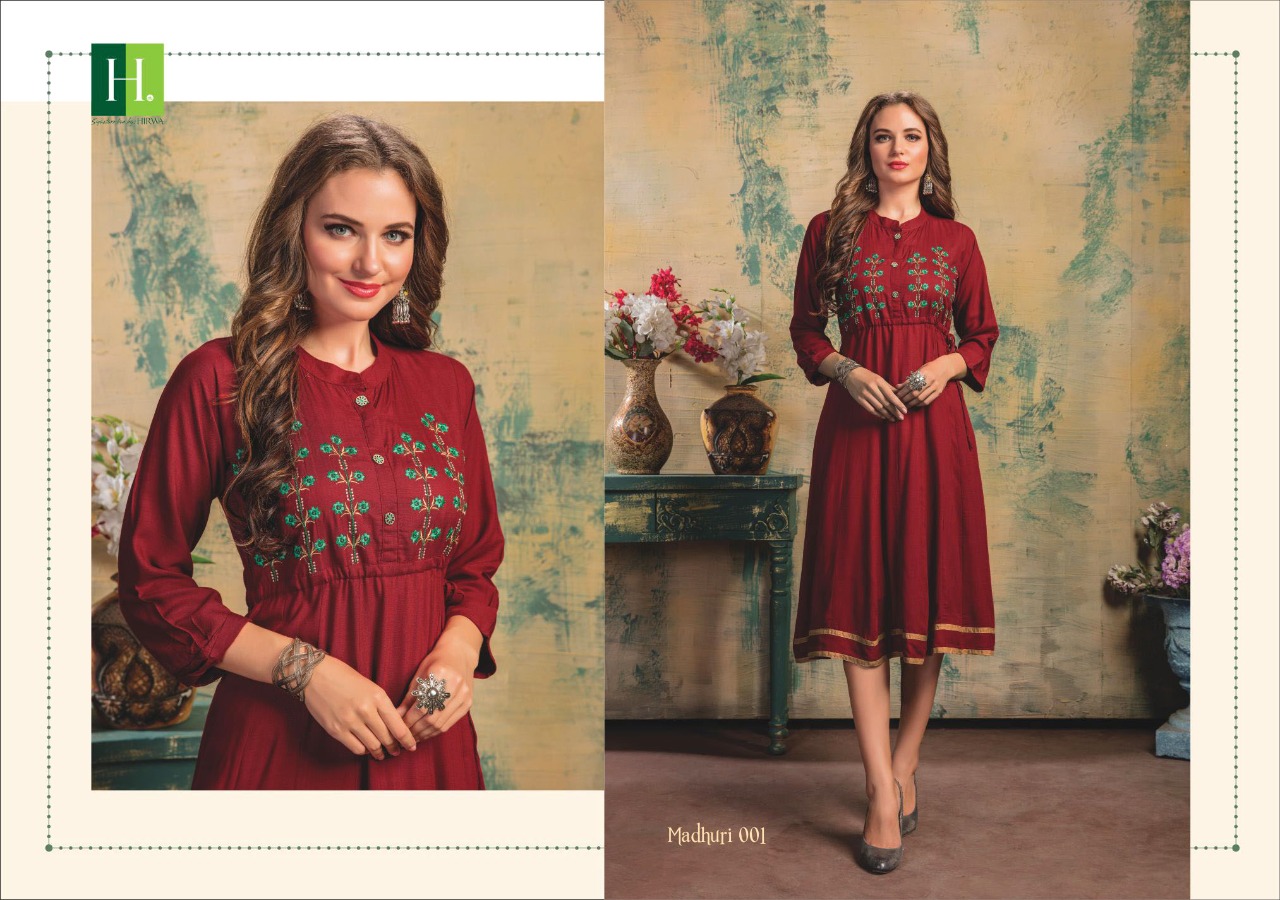 Hirwa Launch Madhuri Latest Fancy Anarkali Kurti Catlog Online Shopping