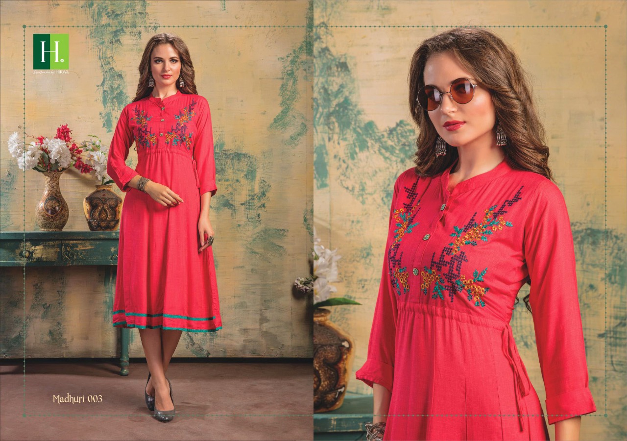 Hirwa Launch Madhuri Latest Fancy Anarkali Kurti Catlog Online Shopping
