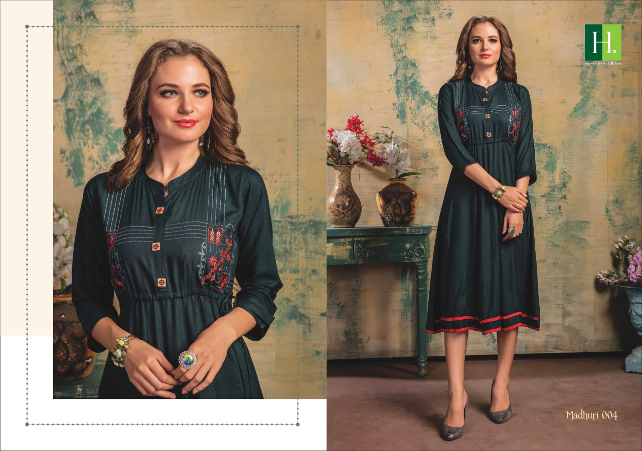 Hirwa Launch Madhuri Latest Fancy Anarkali Kurti Catlog Online Shopping