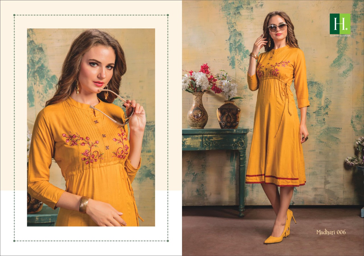 Hirwa Launch Madhuri Latest Fancy Anarkali Kurti Catlog Online Shopping