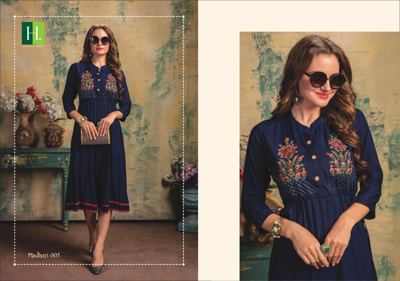 Hirwa Launch Madhuri Latest Fancy Anarkali Kurti Catlog Online Shopping