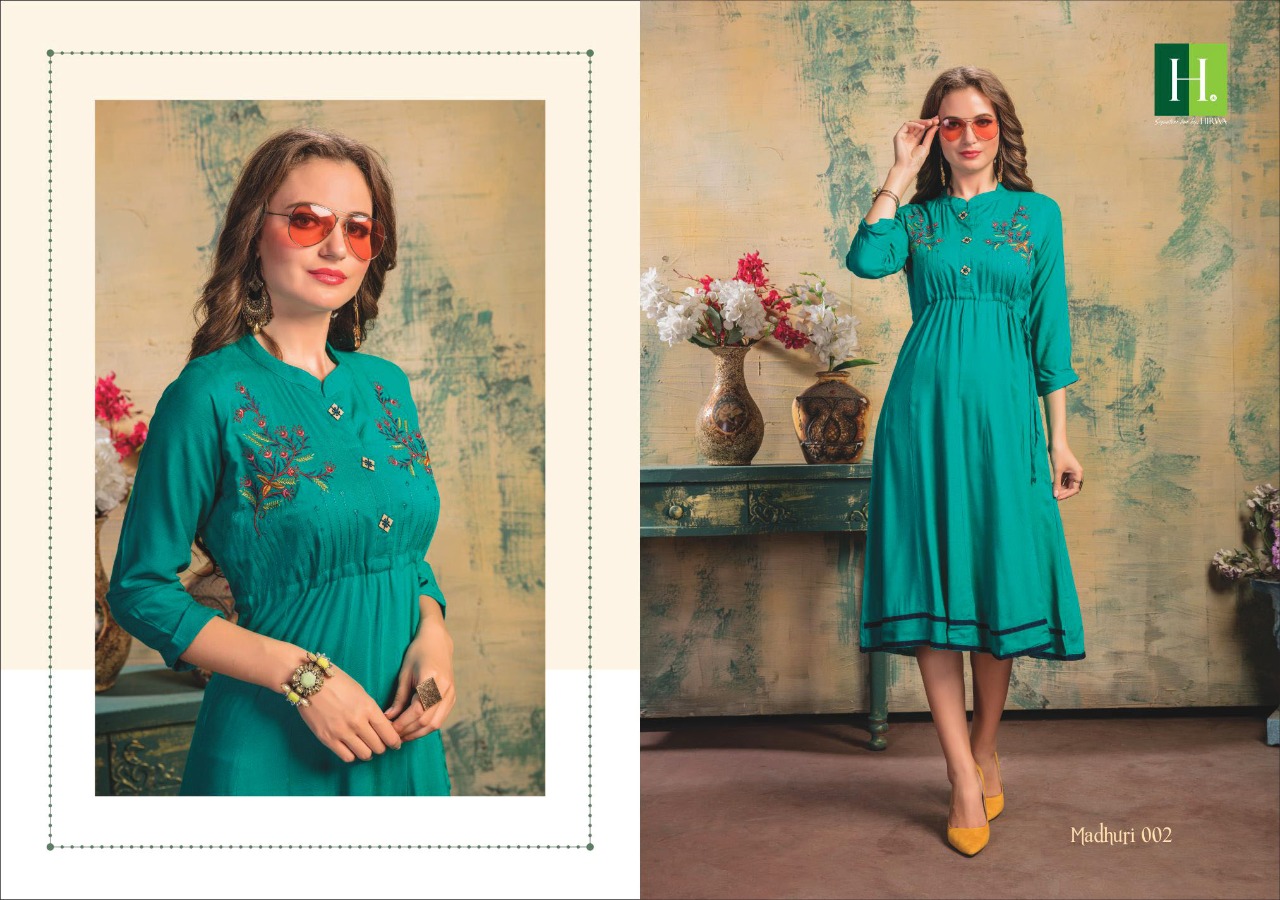 Hirwa Launch Madhuri Latest Fancy Anarkali Kurti Catlog Online Shopping