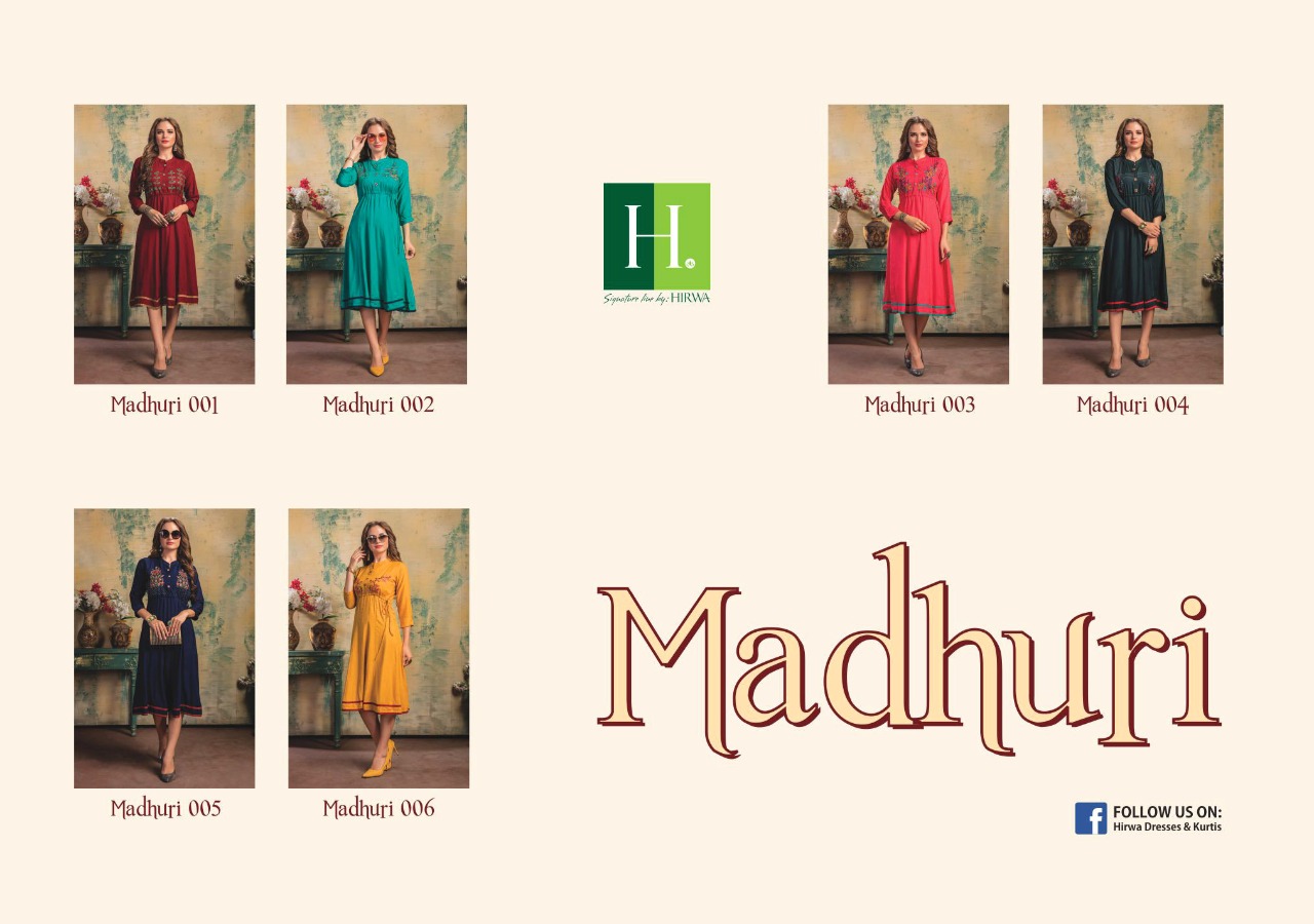 Hirwa Launch Madhuri Latest Fancy Anarkali Kurti Catlog Online Shopping