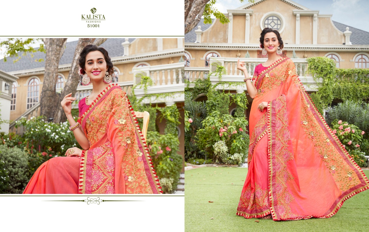 Kalista Dream Collection Georgette Embroidery Work Exclusive Fancy Saree