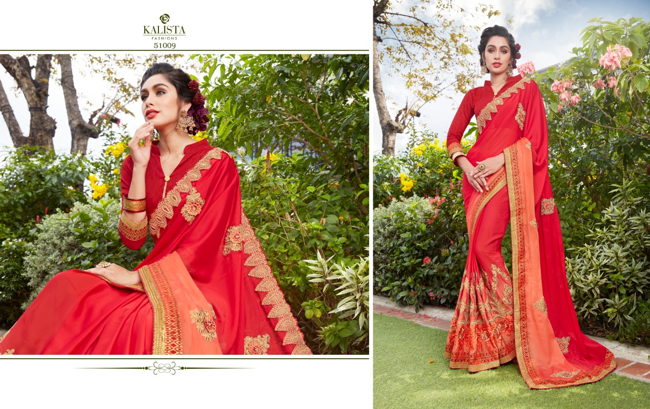 Kalista Dream Collection Georgette Embroidery Work Exclusive Fancy Saree