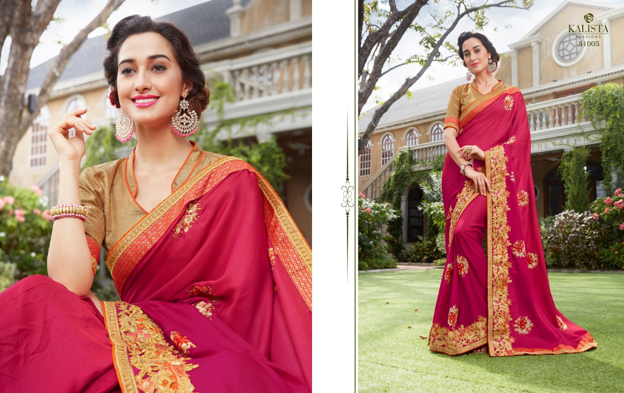 Kalista Dream Collection Georgette Embroidery Work Exclusive Fancy Saree