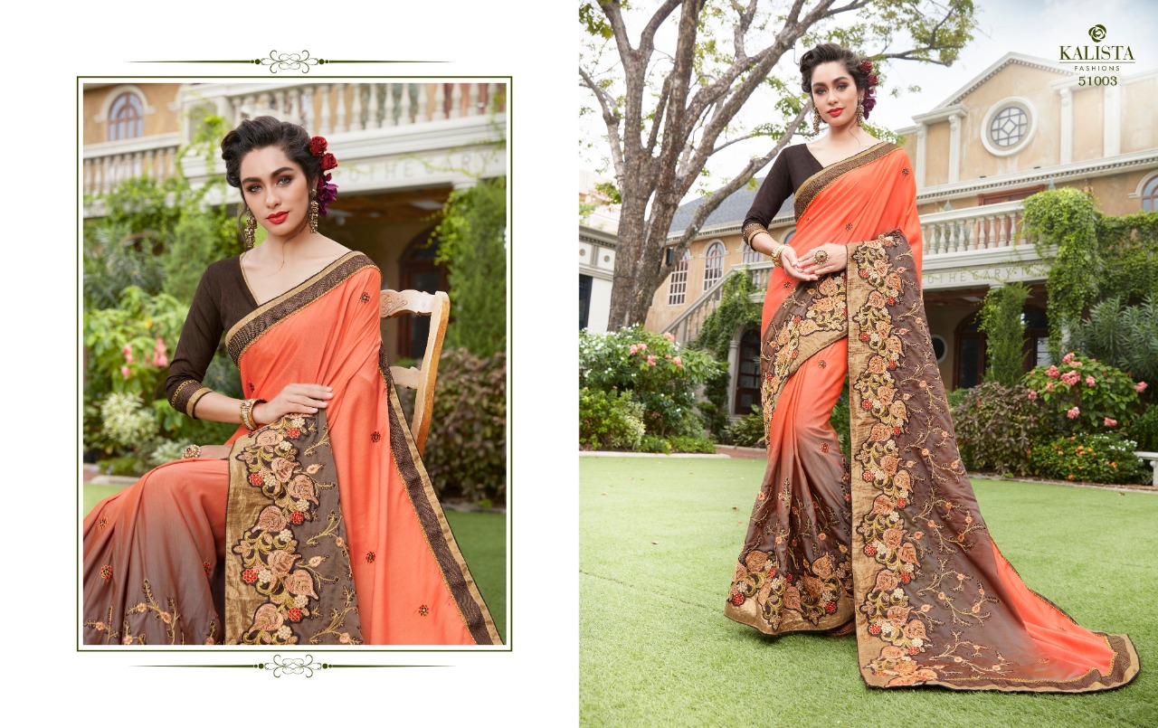 Kalista Dream Collection Georgette Embroidery Work Exclusive Fancy Saree
