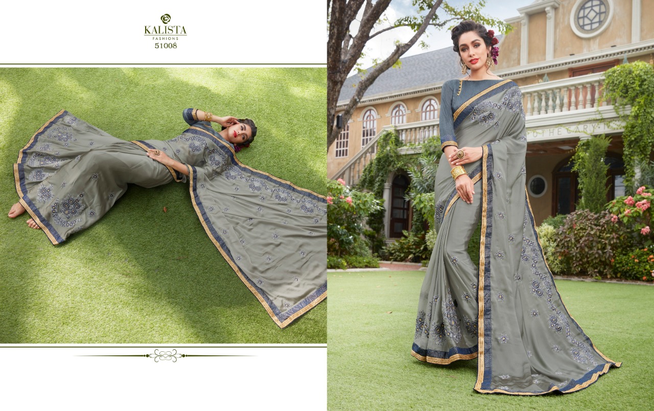 Kalista Dream Collection Georgette Embroidery Work Exclusive Fancy Saree